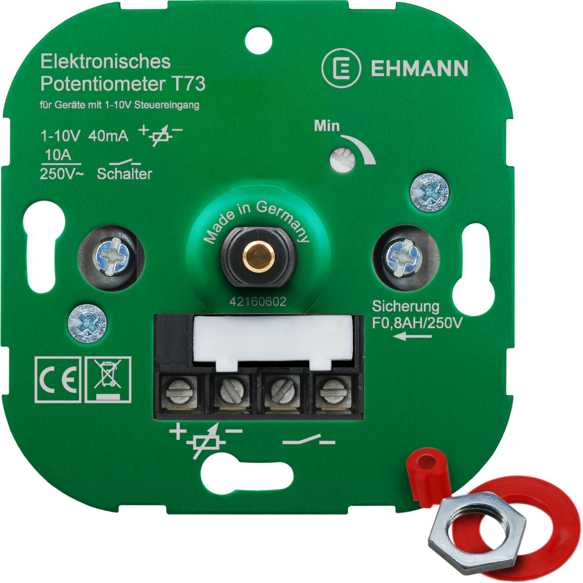 EHMANN 7300x0000 Elektronisches Potentiometer, 230 V, 50 Hz, Steuerstrom: max. 40 mA zum Dimmen von Leuchten mit elektronischen Vorschaltgeräten (EVG) oder Geräten mit Steuerspannung (1-10 V)