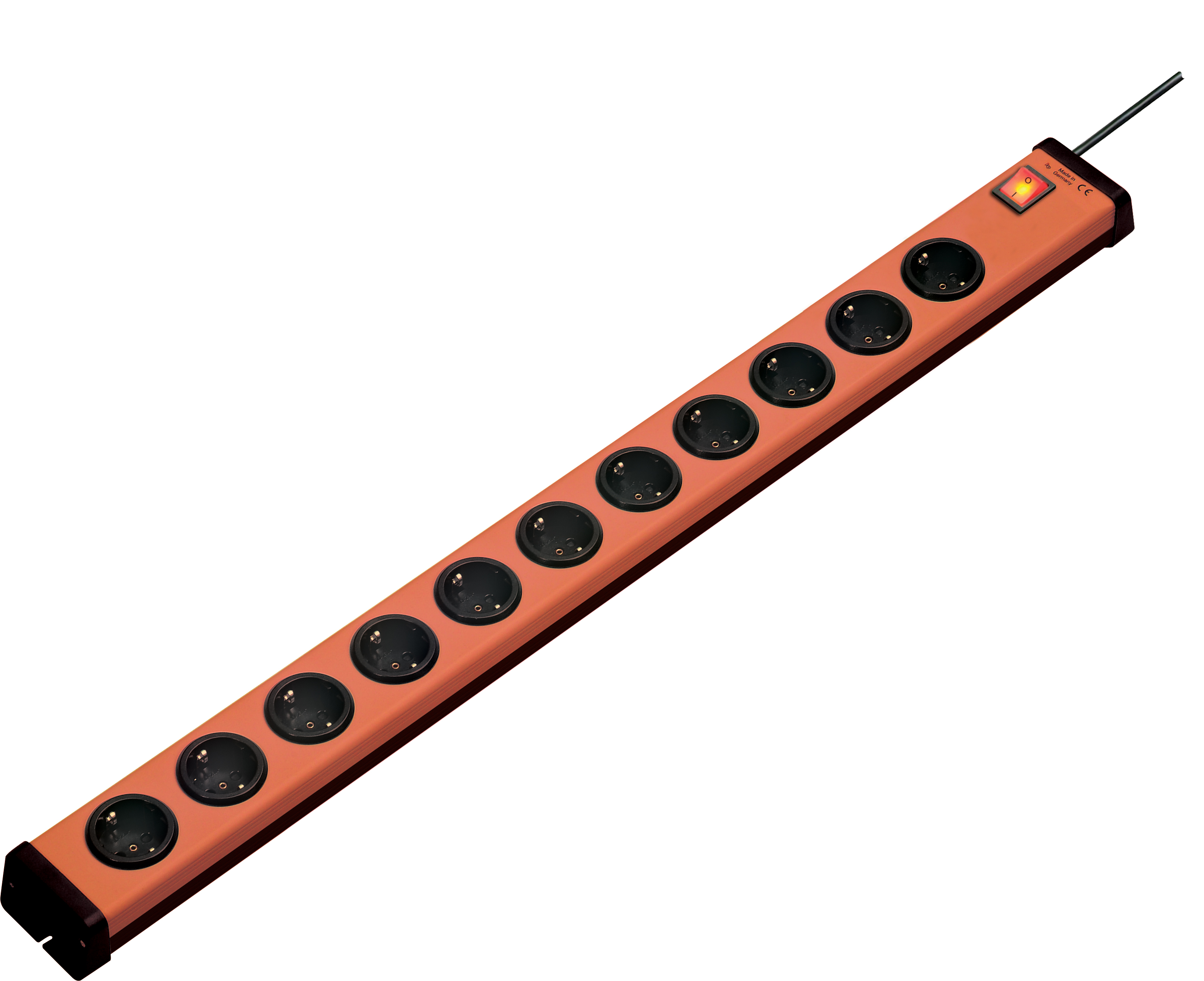 Universal Steckdosenleiste 11-fach mit Schalter (orange/schwarz)